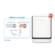 Smart pet air purifier promo graphic with accessory bundle and purifier front view