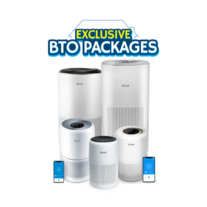 Levoit air purifier bundle with four white cylindrical units
