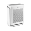Levoit smart air purifier with perforated front panel and top button strip, white body